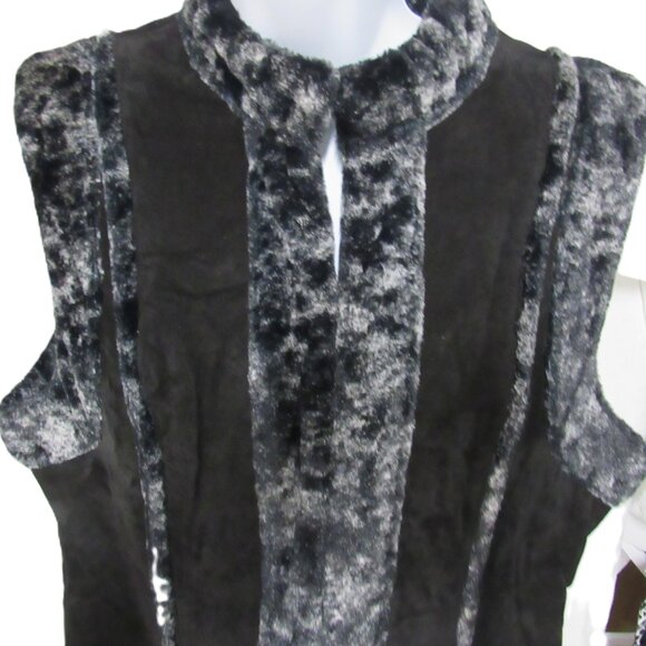 Dress Barn Leather Faux Fur Vest XL - Picture 1 of 5